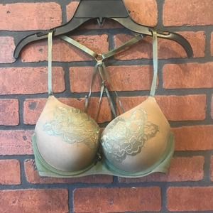 Daisy Fuentes Olive Green Lace Push Up Bra 34C